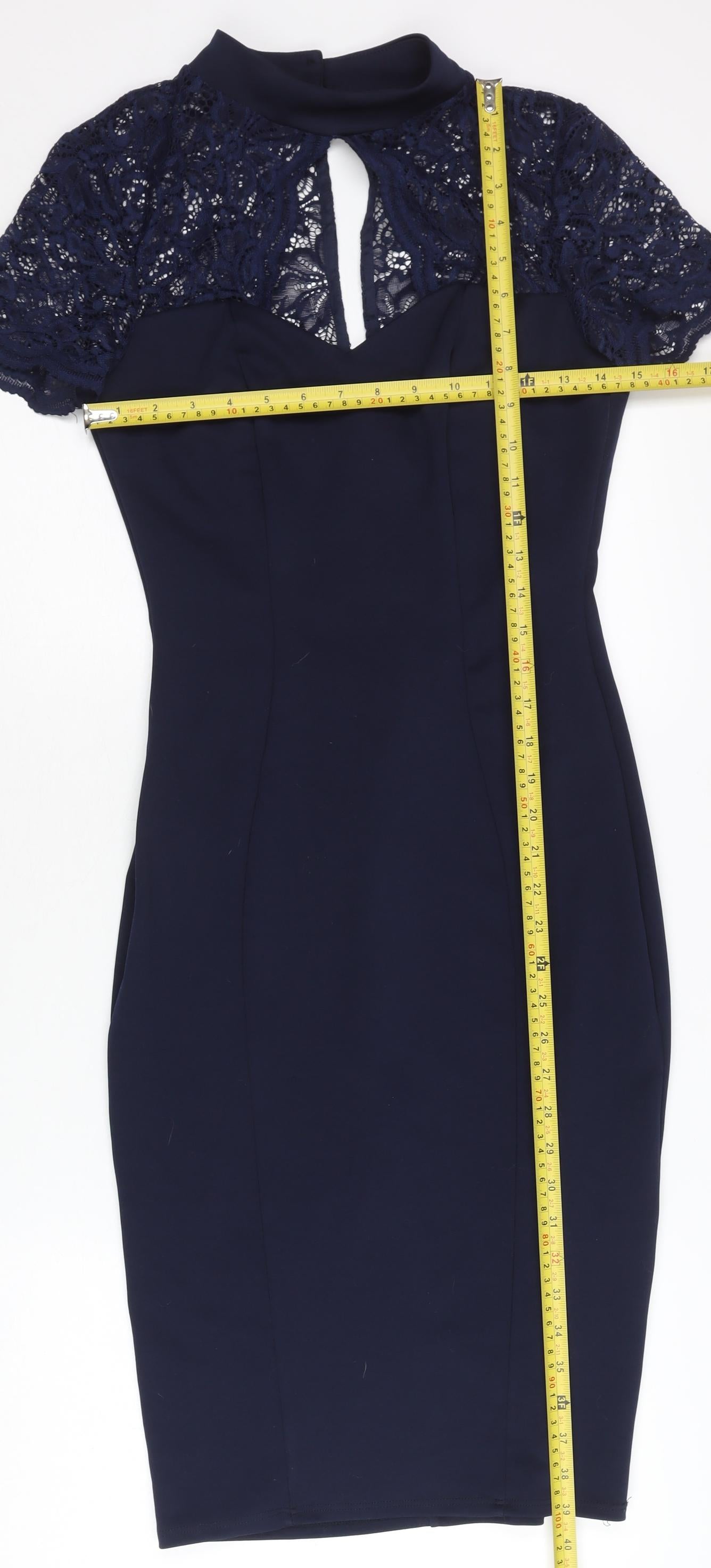 Jessica Wright Women’s Blue Lace Sheath Dress Size 10 Knee Length