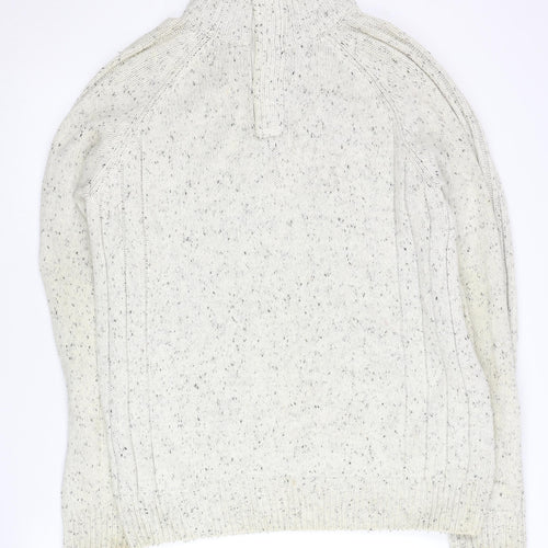 Boston Crew Men’s Ivory L Chunky Knit 1/4 Zip Mock Neck Jumper