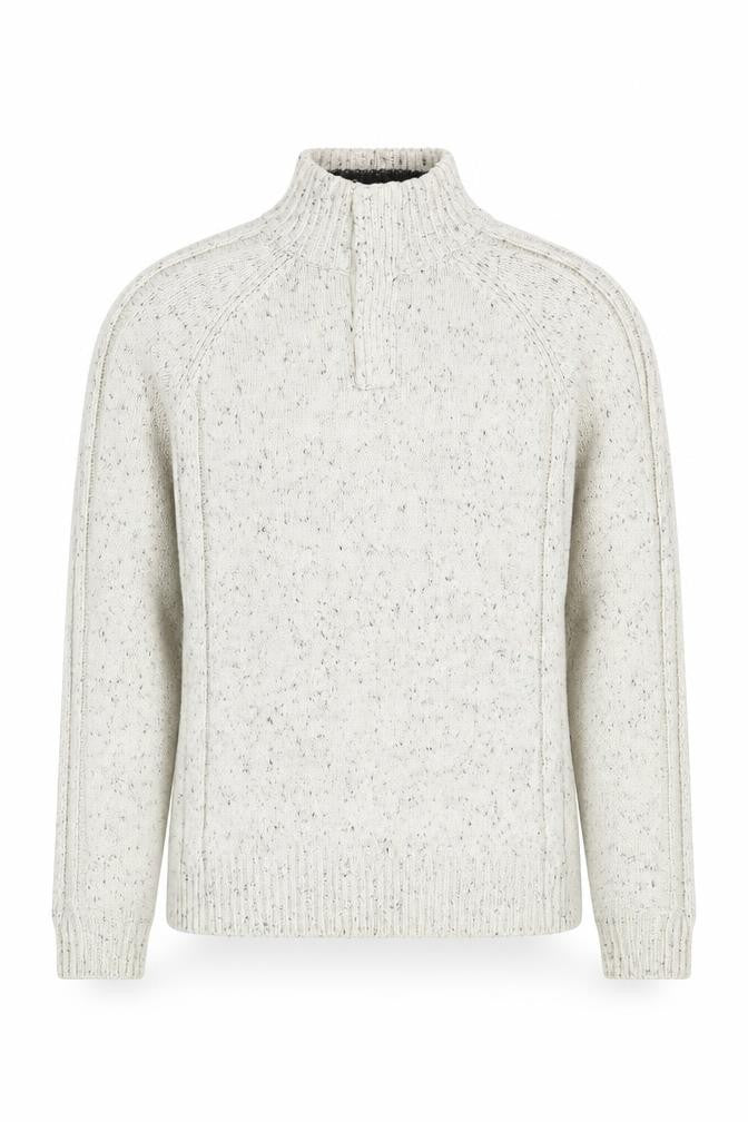 Boston Crew Men’s Ivory L Chunky Knit 1/4 Zip Mock Neck Jumper