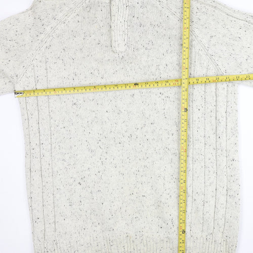 Boston Crew Men’s Ivory L Chunky Knit 1/4 Zip Mock Neck Jumper