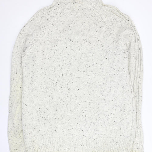 Boston Crew Men’s Ivory L Chunky Knit 1/4 Zip Mock Neck Jumper