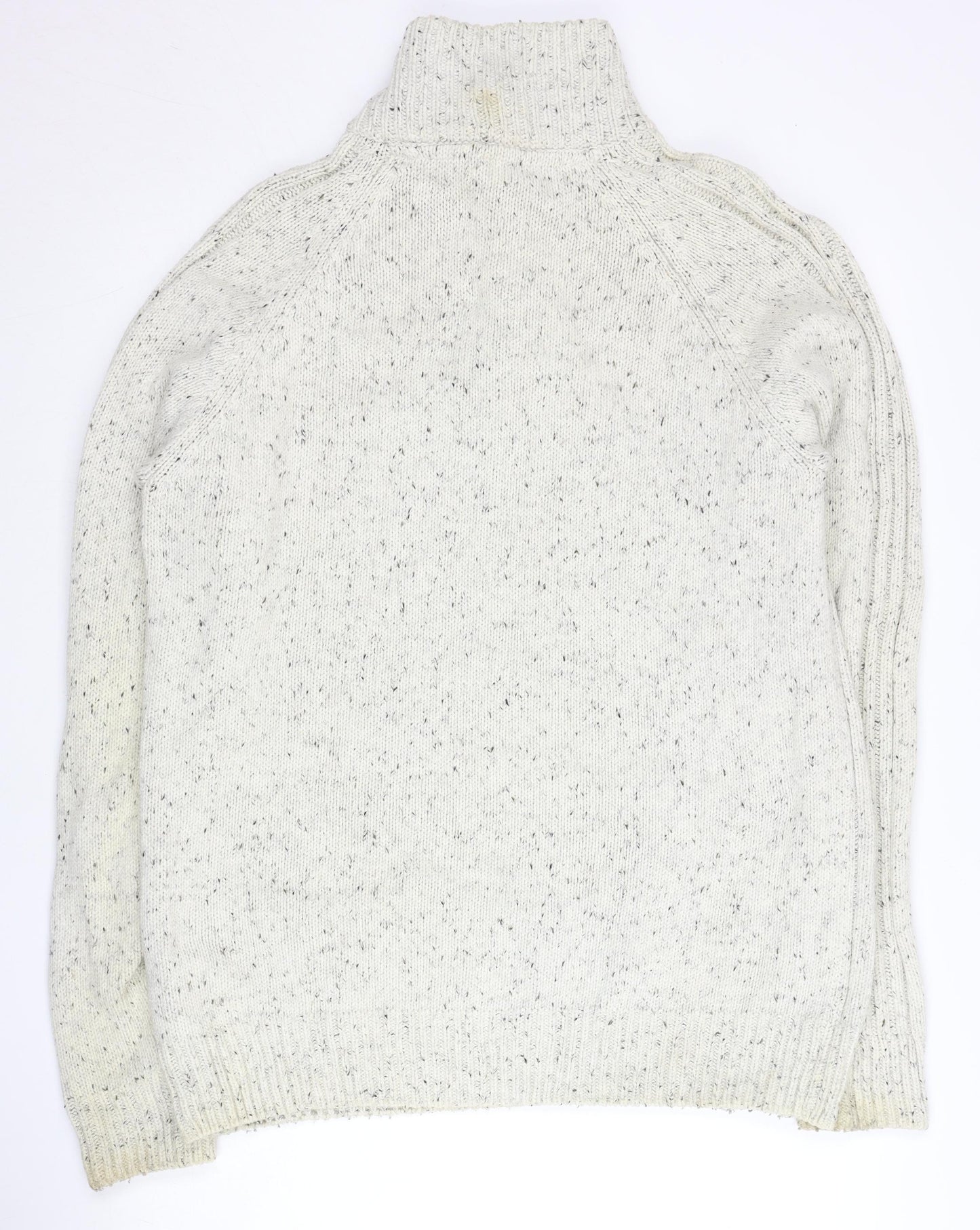 Boston Crew Men’s Ivory L Chunky Knit 1/4 Zip Mock Neck Jumper