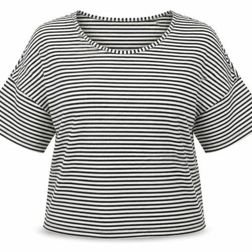 Cooperative Womens Black Striped Cold Shoulder Jersey T-Shirt Size S