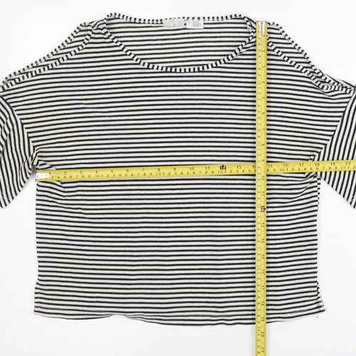 Cooperative Womens Black Striped Cold Shoulder Jersey T-Shirt Size S