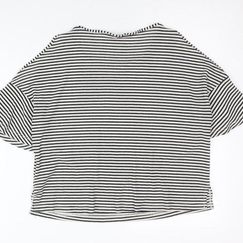Cooperative Womens Black Striped Cold Shoulder Jersey T-Shirt Size S