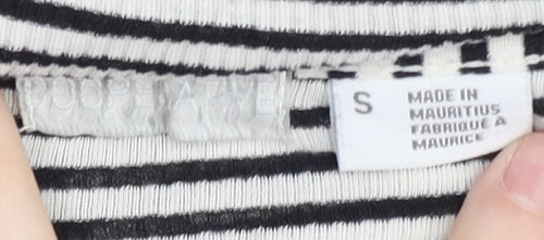 Cooperative Womens Black Striped Cold Shoulder Jersey T-Shirt Size S