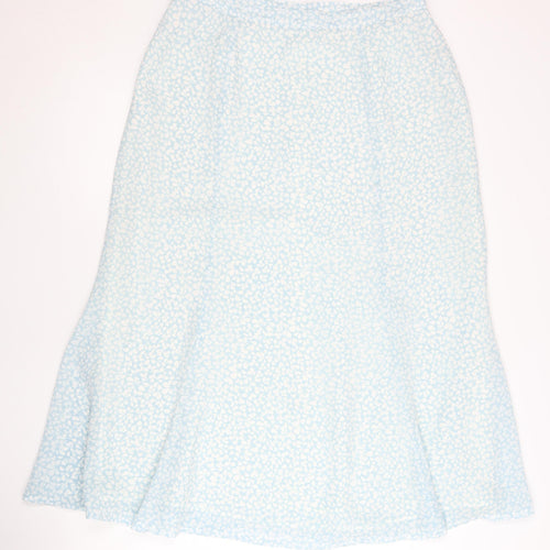 Eastex Women’s Blue Floral Midi A-Line Skirt Size 14 Polyester