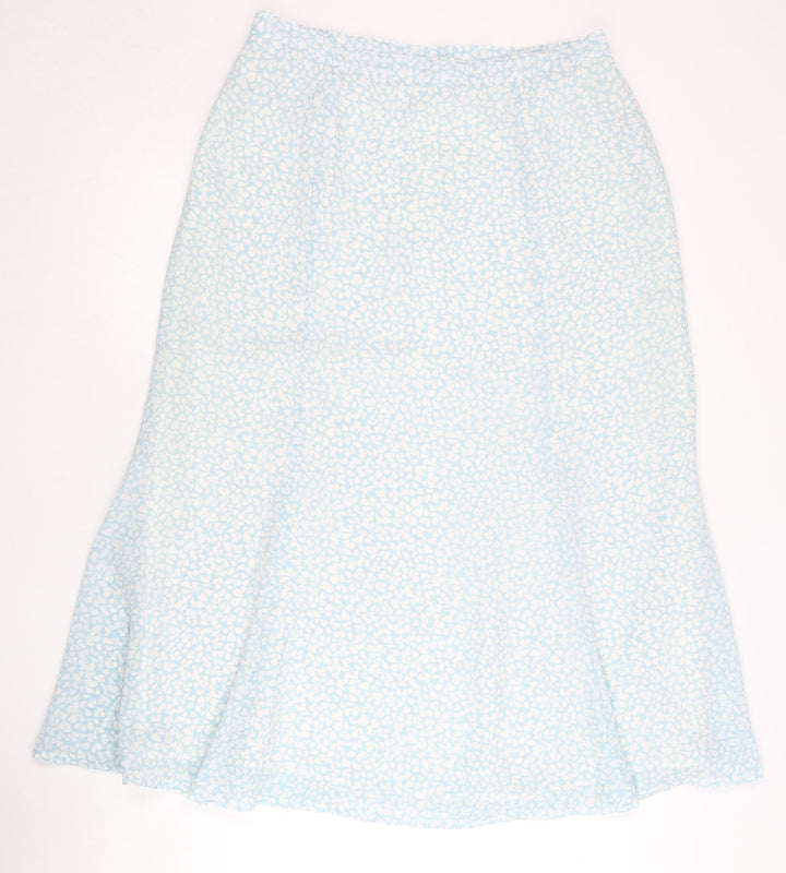 Eastex Women’s Blue Floral Midi A-Line Skirt Size 14 Polyester
