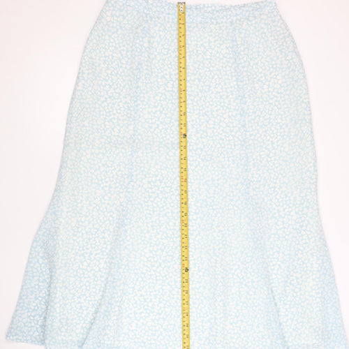 Eastex Women’s Blue Floral Midi A-Line Skirt Size 14 Polyester