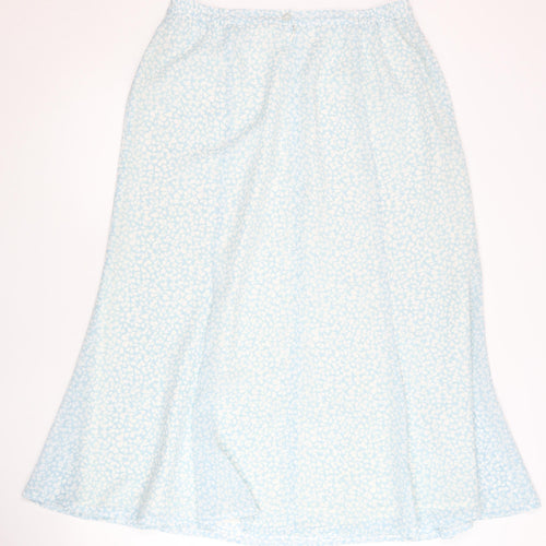 Eastex Women’s Blue Floral Midi A-Line Skirt Size 14 Polyester