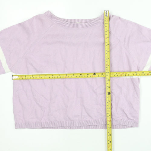 Terranova Women’s Purple Cotton Jumper M Crew Neck Striped