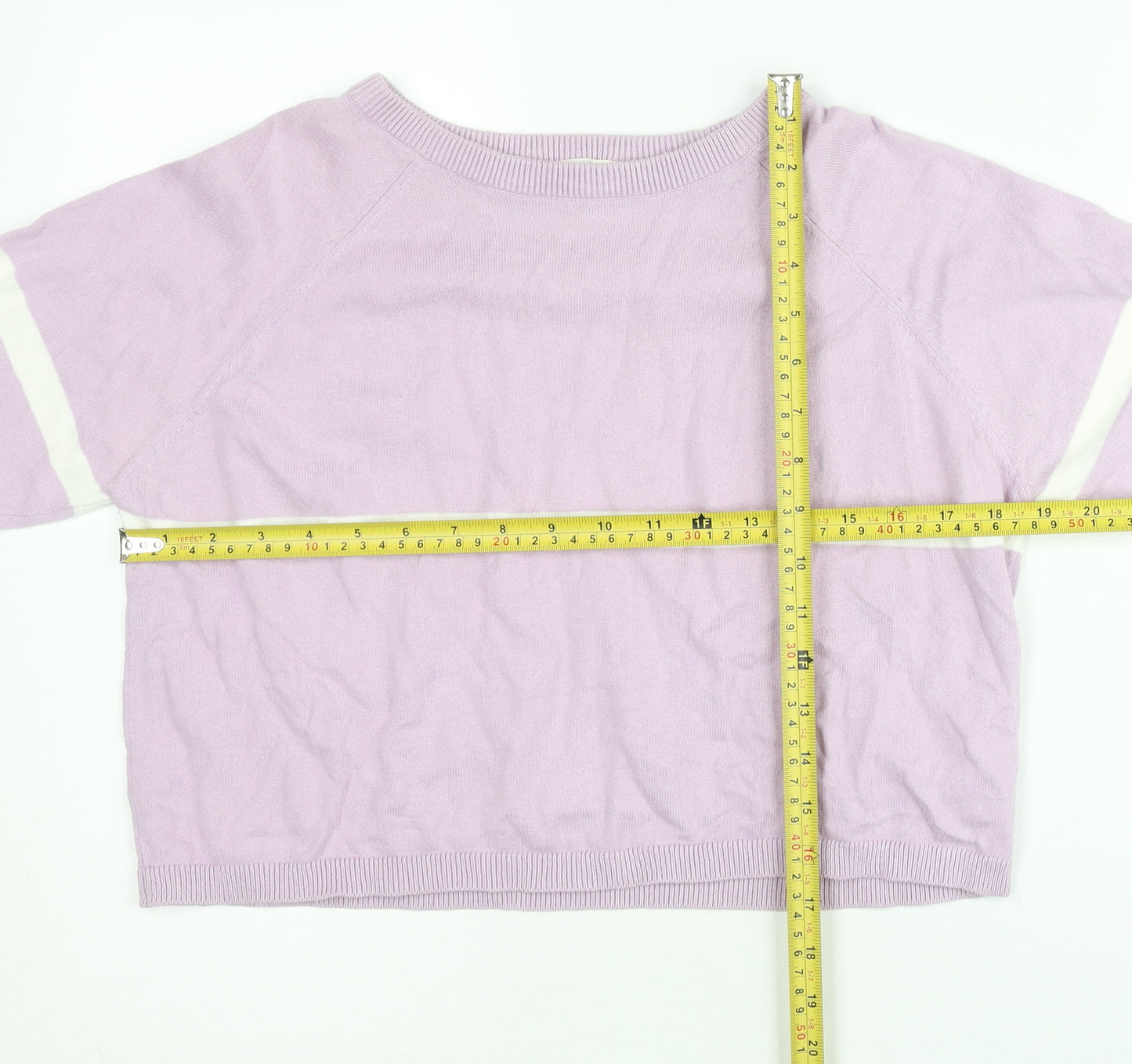 Terranova Women’s Purple Cotton Jumper M Crew Neck Striped