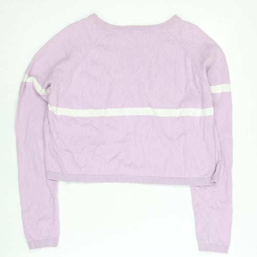 Terranova Women’s Purple Cotton Jumper M Crew Neck Striped