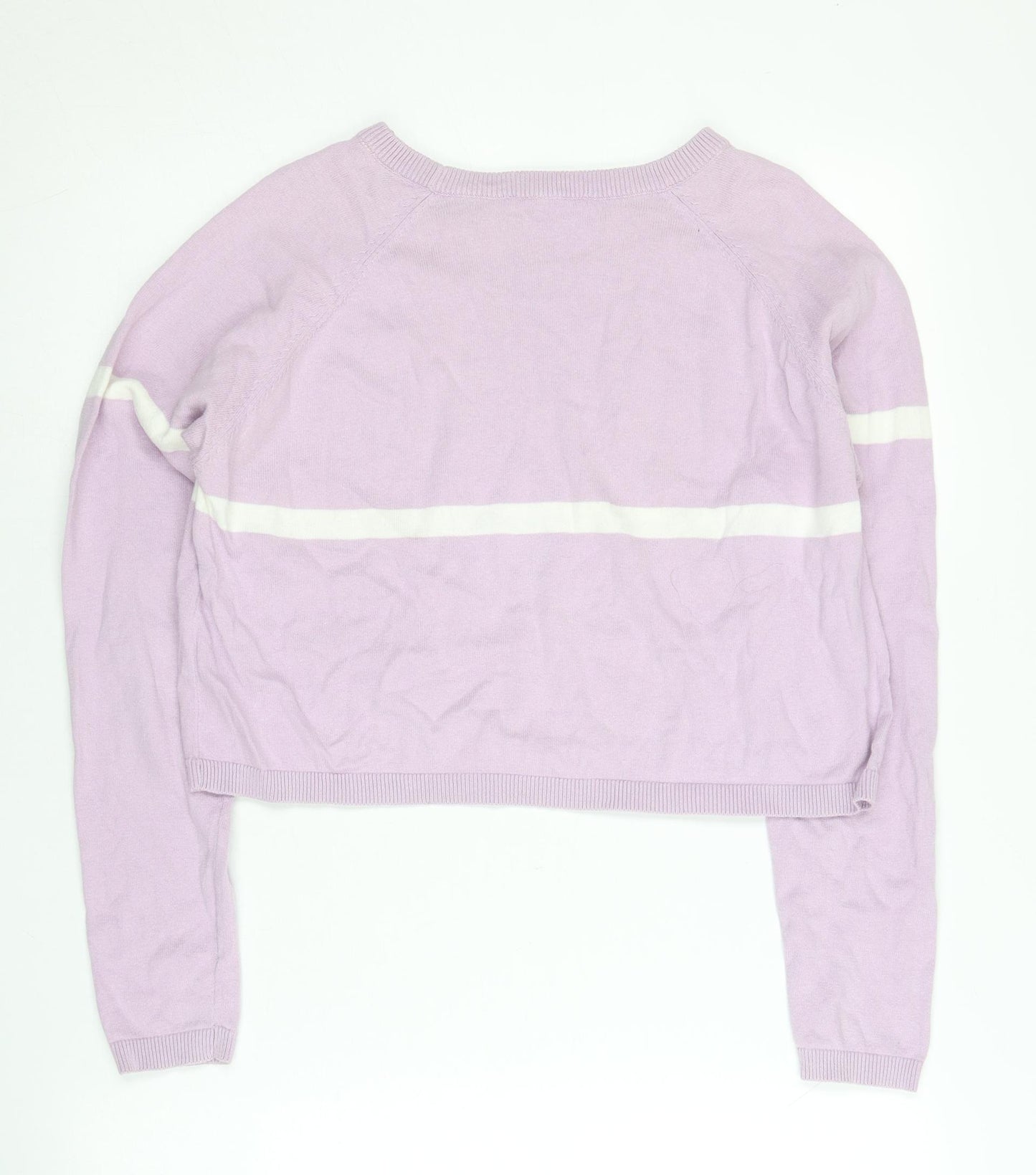 Terranova Women’s Purple Cotton Jumper M Crew Neck Striped