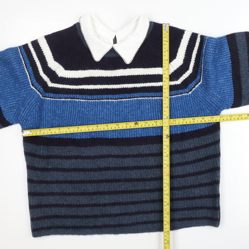 Next Women’s Blue Collared Striped Pullover Jumper Size S