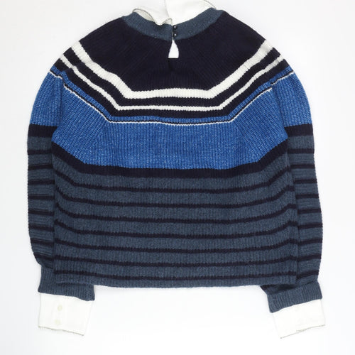Next Women’s Blue Collared Striped Pullover Jumper Size S