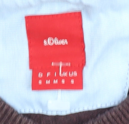s.Oliver Men’s Brown Cotton V-Neck Jumper Size S