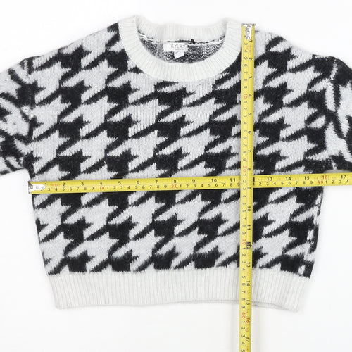 Kylie Girls Black White Houndstooth Pullover Jumper 12 Years Long Sleeve