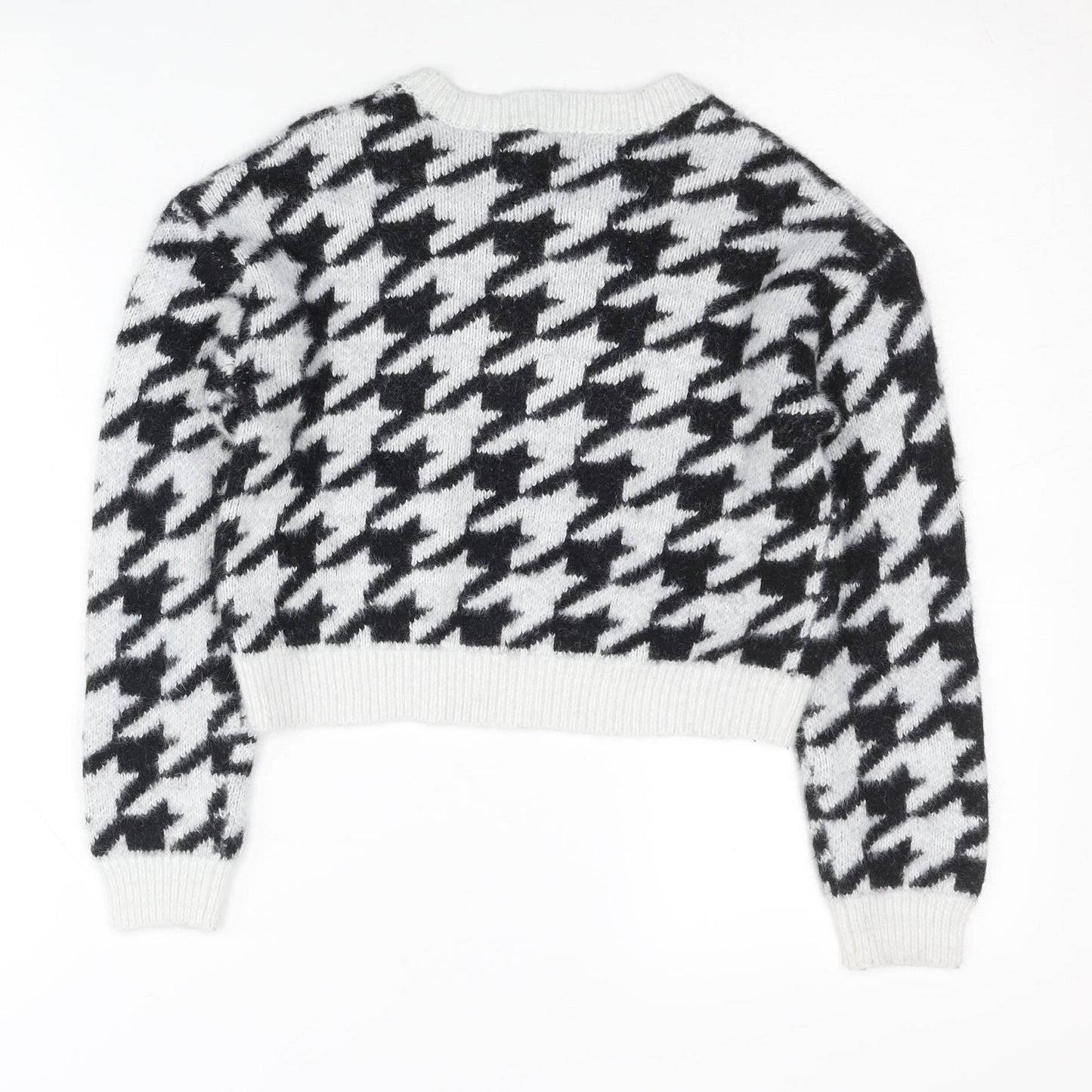Kylie Girls Black White Houndstooth Pullover Jumper 12 Years Long Sleeve