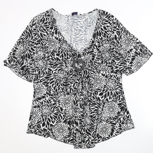New Look Women’s Black Floral Viscose Tunic Blouse UK 20