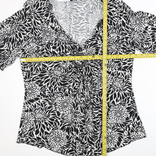 New Look Women’s Black Floral Viscose Tunic Blouse UK 20