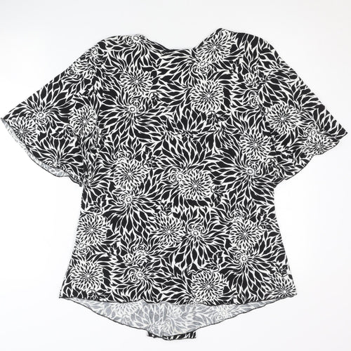 New Look Women’s Black Floral Viscose Tunic Blouse UK 20