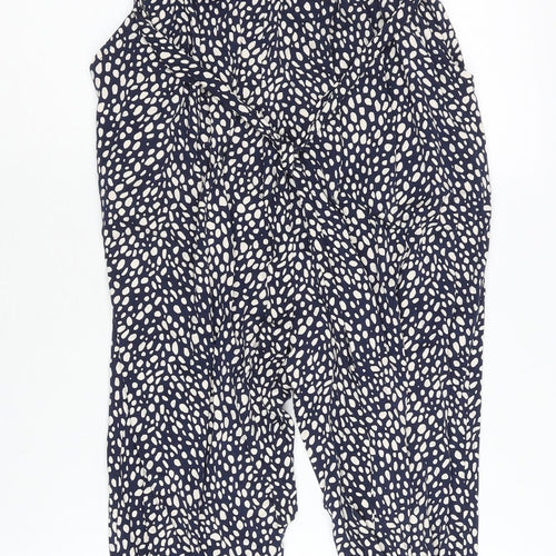 Oasis Women’s Blue Polka Dot Strapless Jersey Jumpsuit Size S