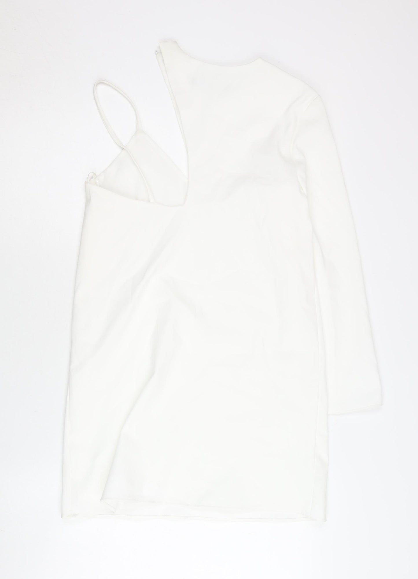 Zara Women White XS One Shoulder Bodycon Mini Dress
