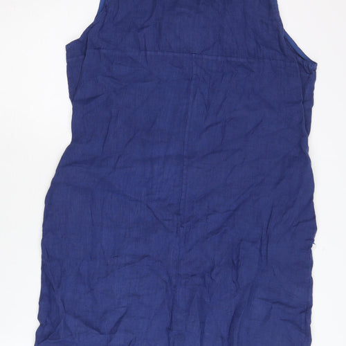 Stella Martini Women’s Blue Linen Sleeveless Shift Dress L