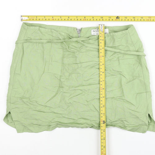 Bershka Women’s Green Linen Blend Short Pencil Skirt Size 8