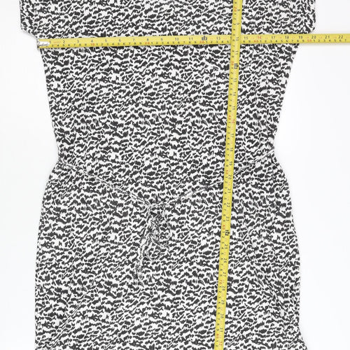 Part Two Women Black Animal Print V-Neck Shirt Dress M