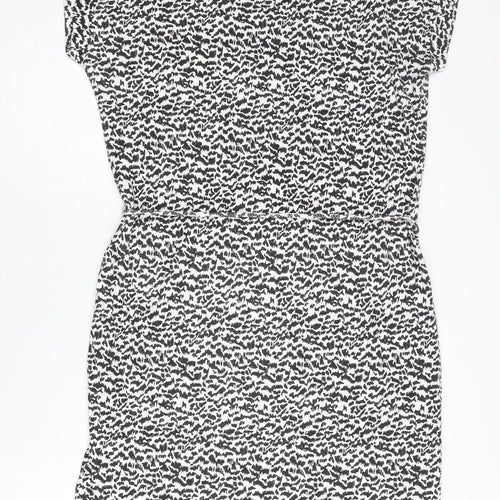 Part Two Women Black Animal Print V-Neck Shirt Dress M