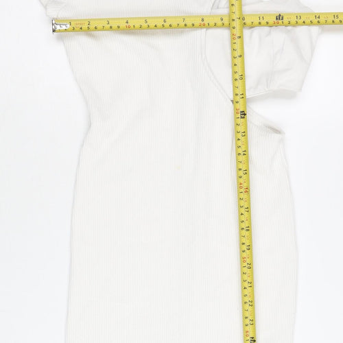Bershka Women’s White Bodycon Mini Dress Size S Scoop Neck Sleeveless
