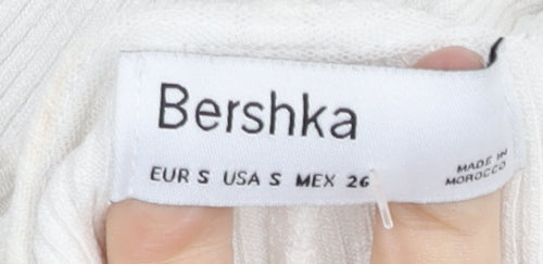 Bershka Women’s White Bodycon Mini Dress Size S Scoop Neck Sleeveless