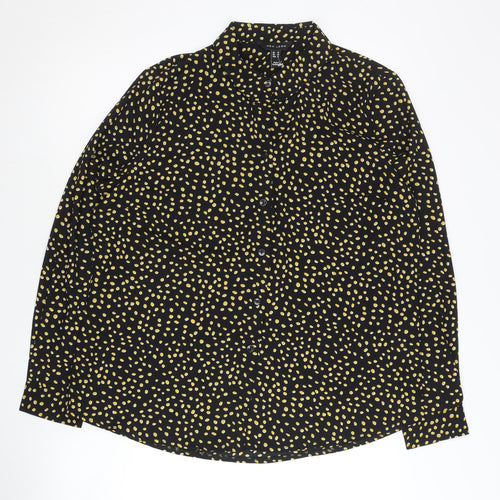 New Look Womens Black Polka Dot Button-Up Shirt Size 14