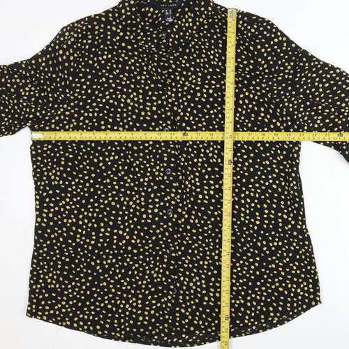 New Look Womens Black Polka Dot Button-Up Shirt Size 14