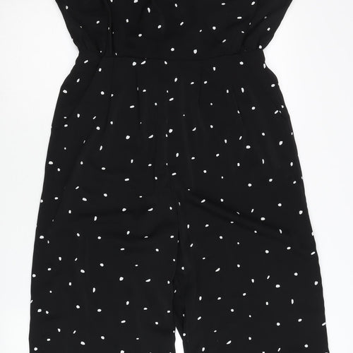 AX Paris Women’s Black Polka Dot Wide Leg V-Neck Jumpsuit Size 12
