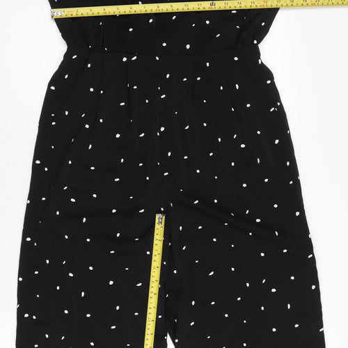 AX Paris Women’s Black Polka Dot Wide Leg V-Neck Jumpsuit Size 12
