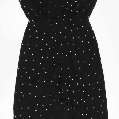 AX Paris Women’s Black Polka Dot Wide Leg V-Neck Jumpsuit Size 12