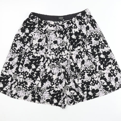 Oasis Womens Black Floral Culotte Shorts Size 8 Pleated Summer