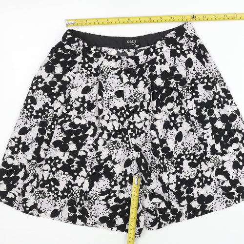 Oasis Womens Black Floral Culotte Shorts Size 8 Pleated Summer