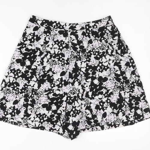Oasis Womens Black Floral Culotte Shorts Size 8 Pleated Summer