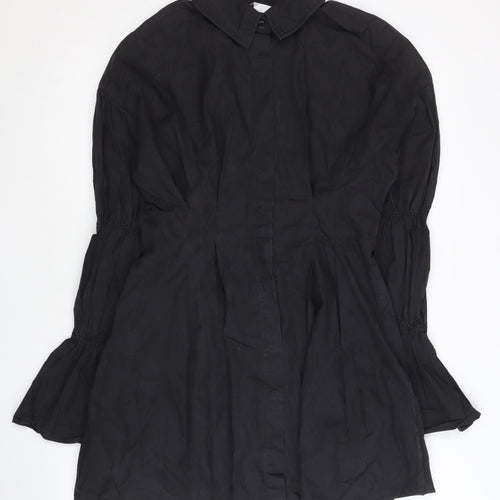 Missguided Women’s Black UK 6 Shirt Dress Long Sleeve Cotton