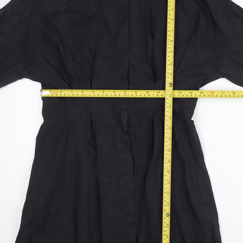 Missguided Women’s Black UK 6 Shirt Dress Long Sleeve Cotton