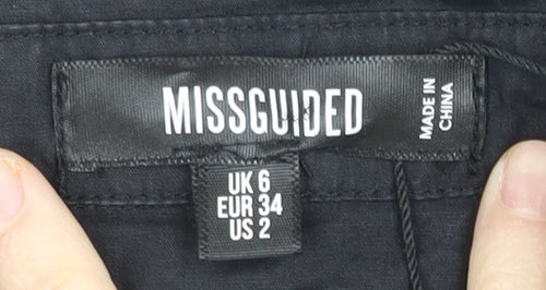 Missguided Women’s Black UK 6 Shirt Dress Long Sleeve Cotton