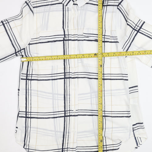 Marks and Spencer Womens White Plaid Button-Up Shirt Size 10