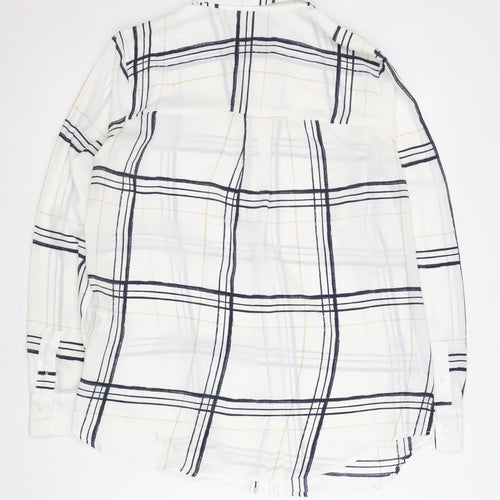 Marks and Spencer Womens White Plaid Button-Up Shirt Size 10