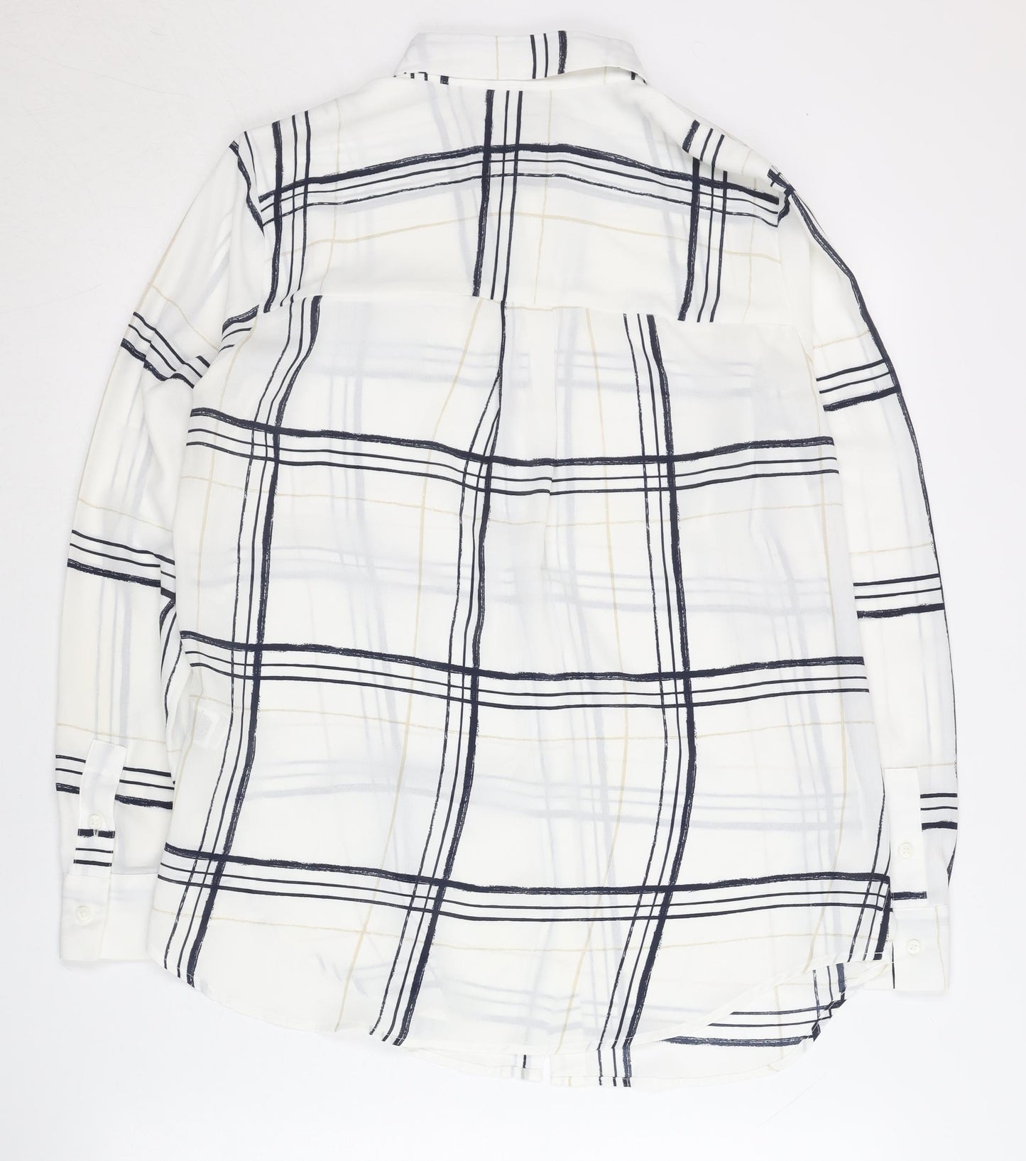 Marks and Spencer Womens White Plaid Button-Up Shirt Size 10