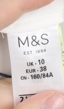 Marks and Spencer Womens White Plaid Button-Up Shirt Size 10