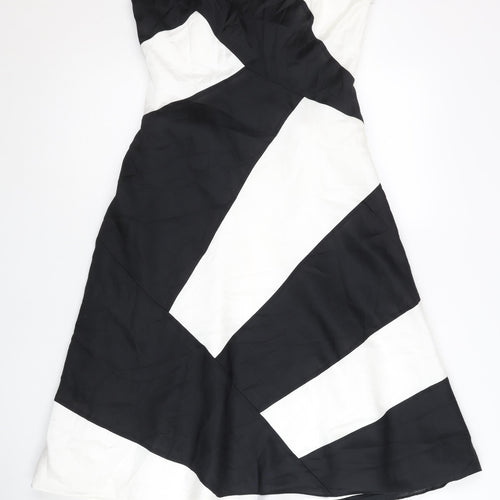 Coast Womens Black White Strapless Colourblock Knee Dress Size 10